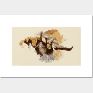 Elephant on Painted Background | African Wildlife Posters and Art